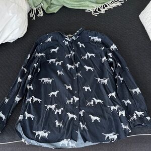 Barbour Black Button Down Shirt with Dog Print